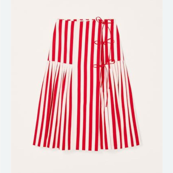 Zara Limited Edition Red & White Striped Sarong Midi Skirt Cotton Wrap - Picture 4 of 16